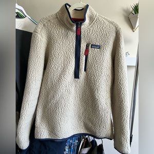 Patagonia Retro Pile Fleece Men’s Medium M Khaki Tan Pullover Jacket